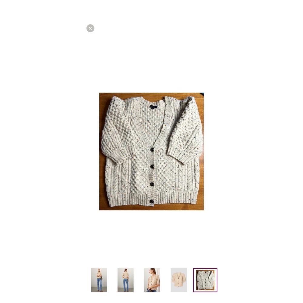 RAILS Isla Cardigan Sweater Short Puff Sleeve Cream Confetti Medium Wool Blend - Picture 8 of 8